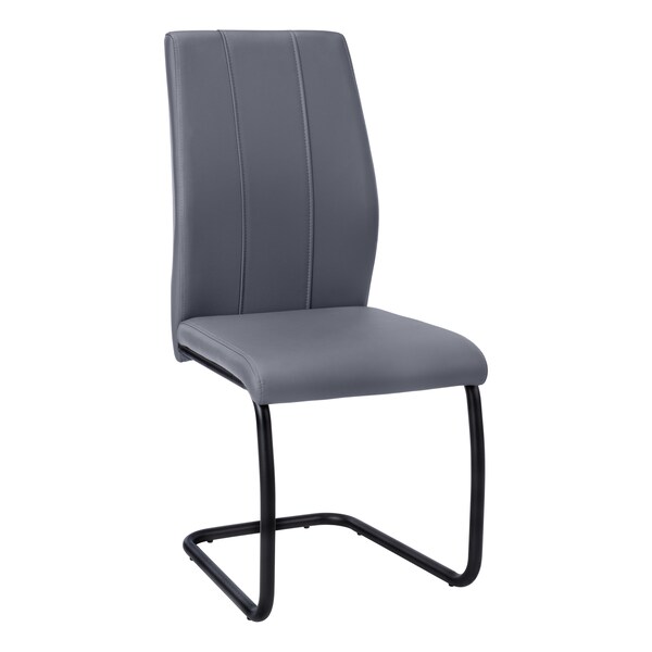 Monarch Specialties Dining Chair, Set Of 2, Side, Upholstered, Kitchen, Dining Room, Pu Leather Look, Metal, Grey, Black I 1124 - main